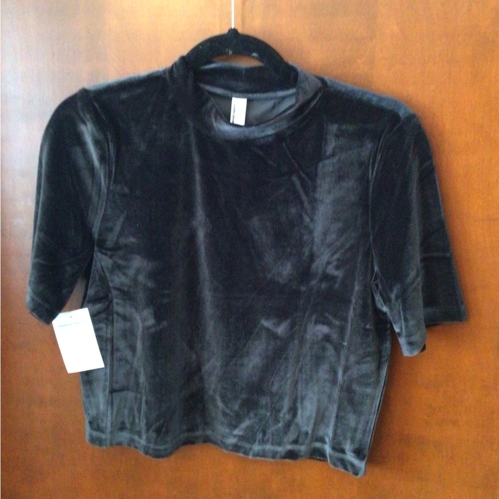 American Apparel charcoal grey cropped velvet top Medium